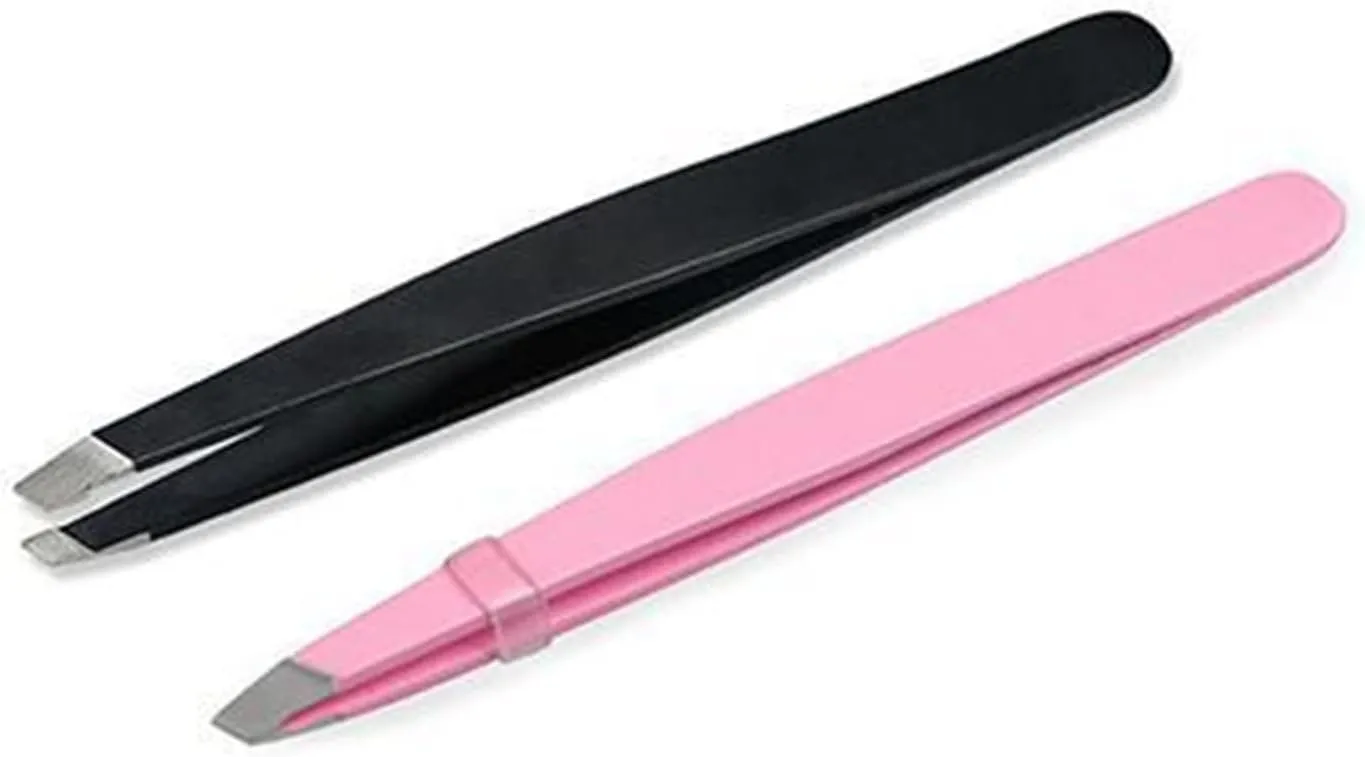 Hair Removal Tweezers Useful Professional Eyebrow Tweezers Hair Beauty Slanted Stainless Steel Tweezer(Black)