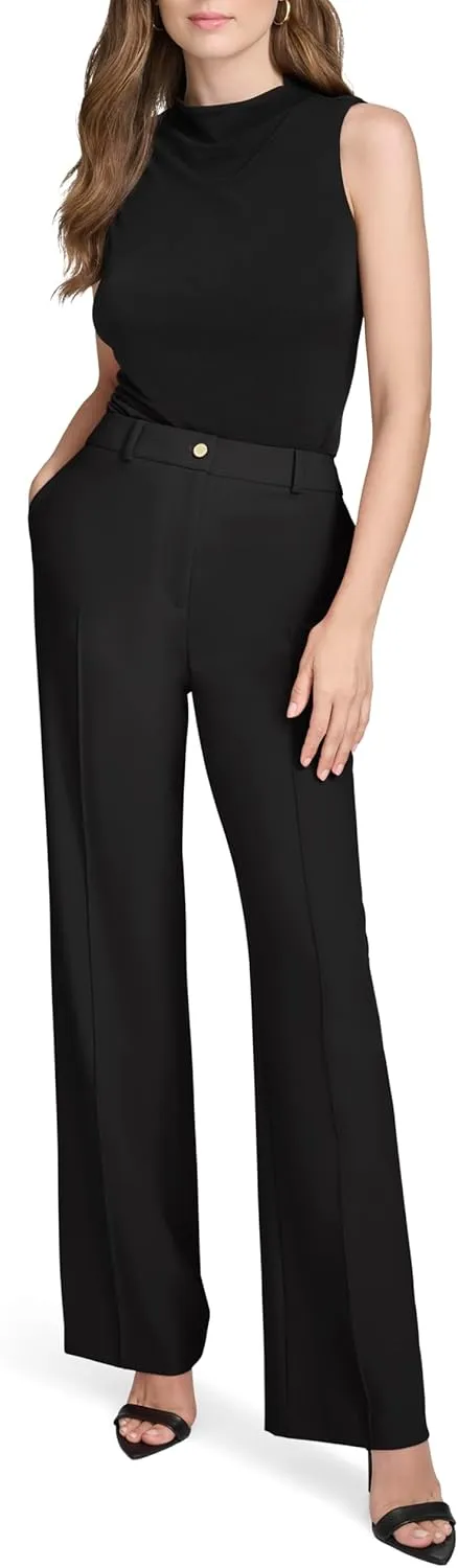 Halston Women's Straight Leg Woven Suiting Pant