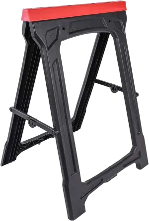 JEGS Folding Sawhorse | 350 LBS Capacity | Sturdy Weather-Resistant Polypropylene | Dimensions: 21 Inches Long x 1.75 Inches Wide x 30 Inches High | Folds Flat To 2 Inches | 1 Per Package