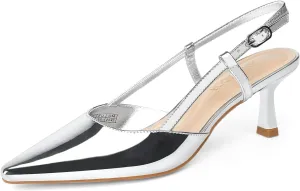 JENN ARDOR Women's Slingback Kitten Heel Closed Pointed Toe Dress Pumps Shoes for Women Comfortable Low Heeled Sandals Wedding Party Pumps