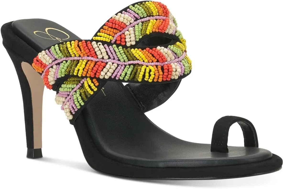 Jessica Simpson Womens Rixei Beaded Faux Suede Heels