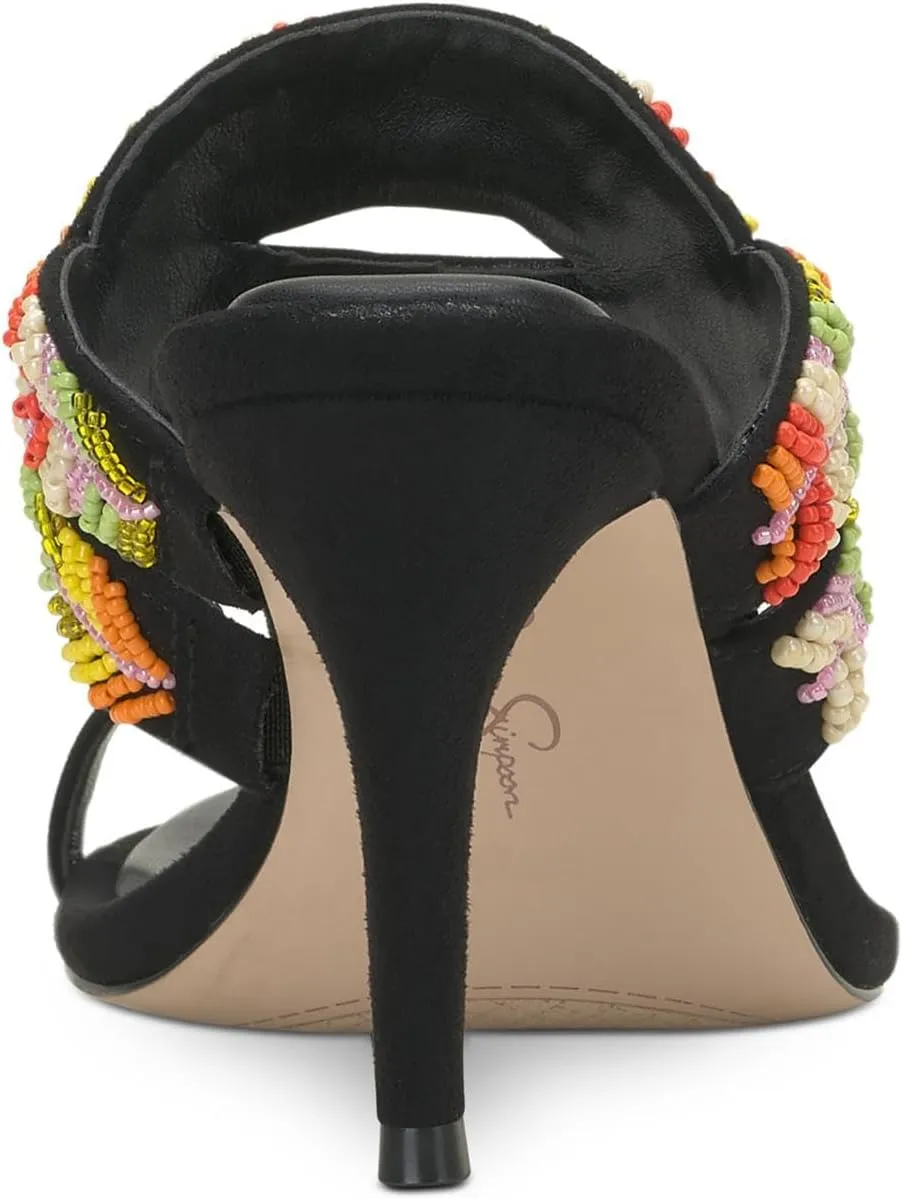 Jessica Simpson Womens Rixei Beaded Faux Suede Heels