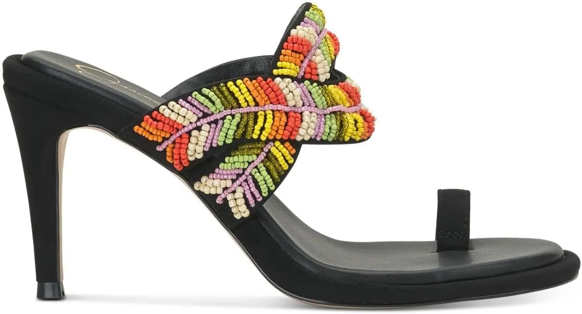Jessica Simpson Womens Rixei Beaded Faux Suede Heels