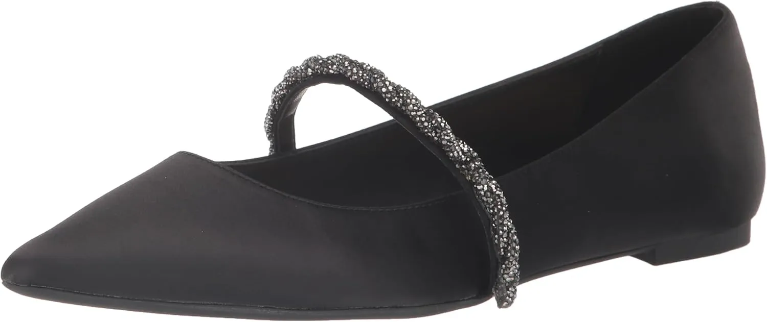 Jewel Badgley Mischka Vana Pointed Flats with Embellished Straps