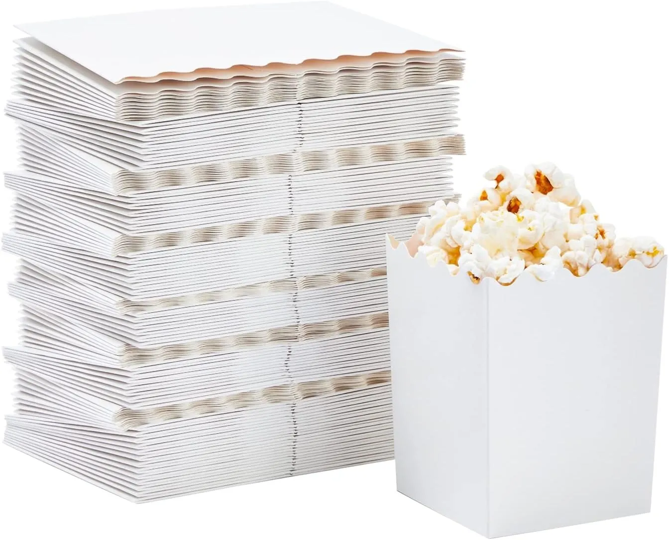 Juvale 100 Pack Mini Popcorn Boxes for Party, Bulk White Popcorn Containers for Movie Night Decorations (3 x 4 In)