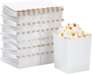 Juvale 100 Pack Mini Popcorn Boxes for Party, Bulk White Popcorn Containers for Movie Night Decorations (3 x 4 In)