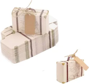 KUPOO Vintage Suitcase Wedding Candy Box Favor 50PCS for Wedding Party Decoration