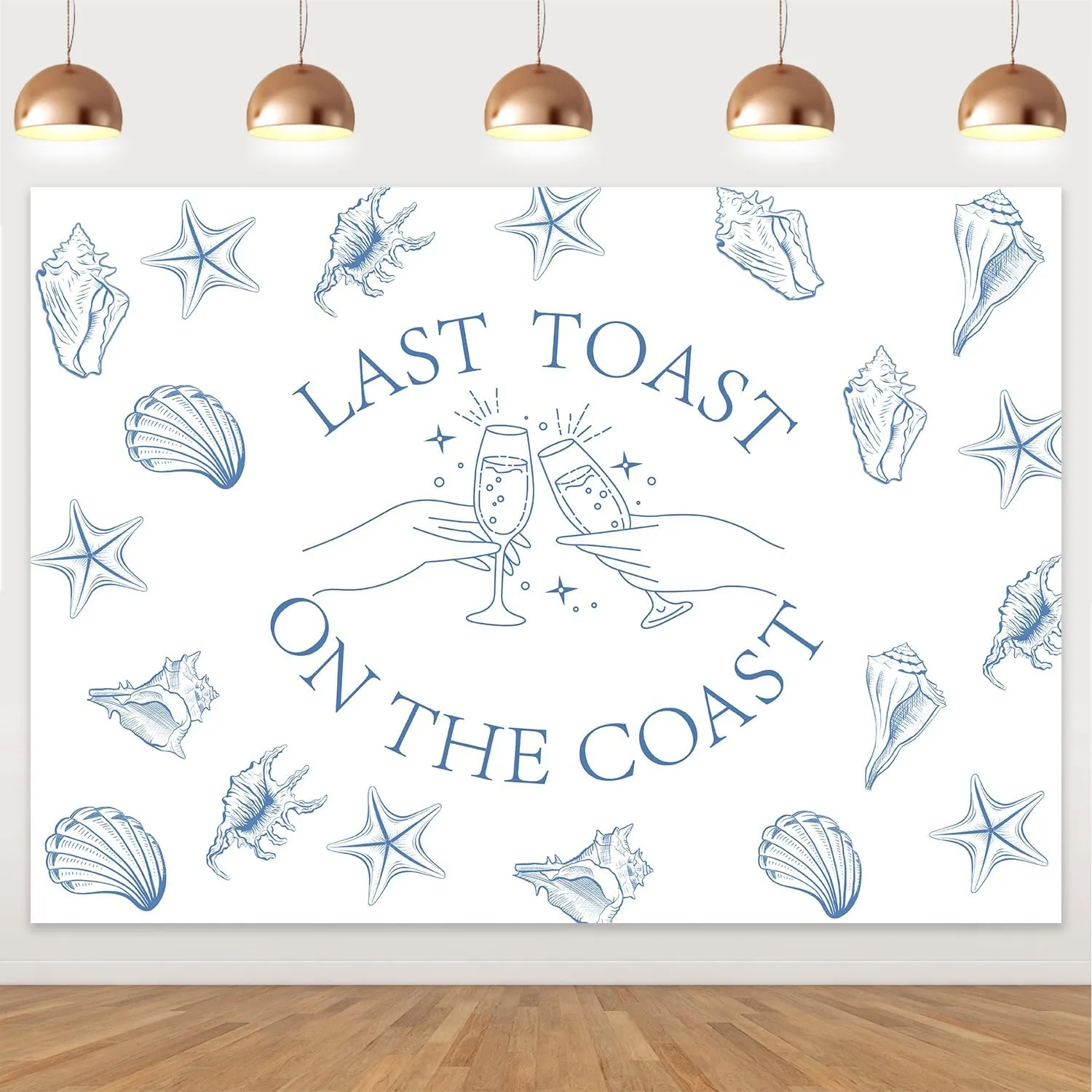 Last Toast on The Coast Backdrop Last Toast on The Coast Bachelorette Decorations Blue Champagne Bachelorette Party Photography Background for Bridal Shower Engagement Party Decor Supplies 7x5ft
