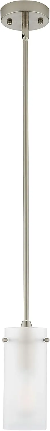Linea di Liara Effimero Modern Brushed Nickel Pendant Light Fixtures Over Kitchen Island Sink Lighting Ceiling Hanging Farmhouse Mini Metal Industrial Pendant Lighting Small Frosted Glass Shade