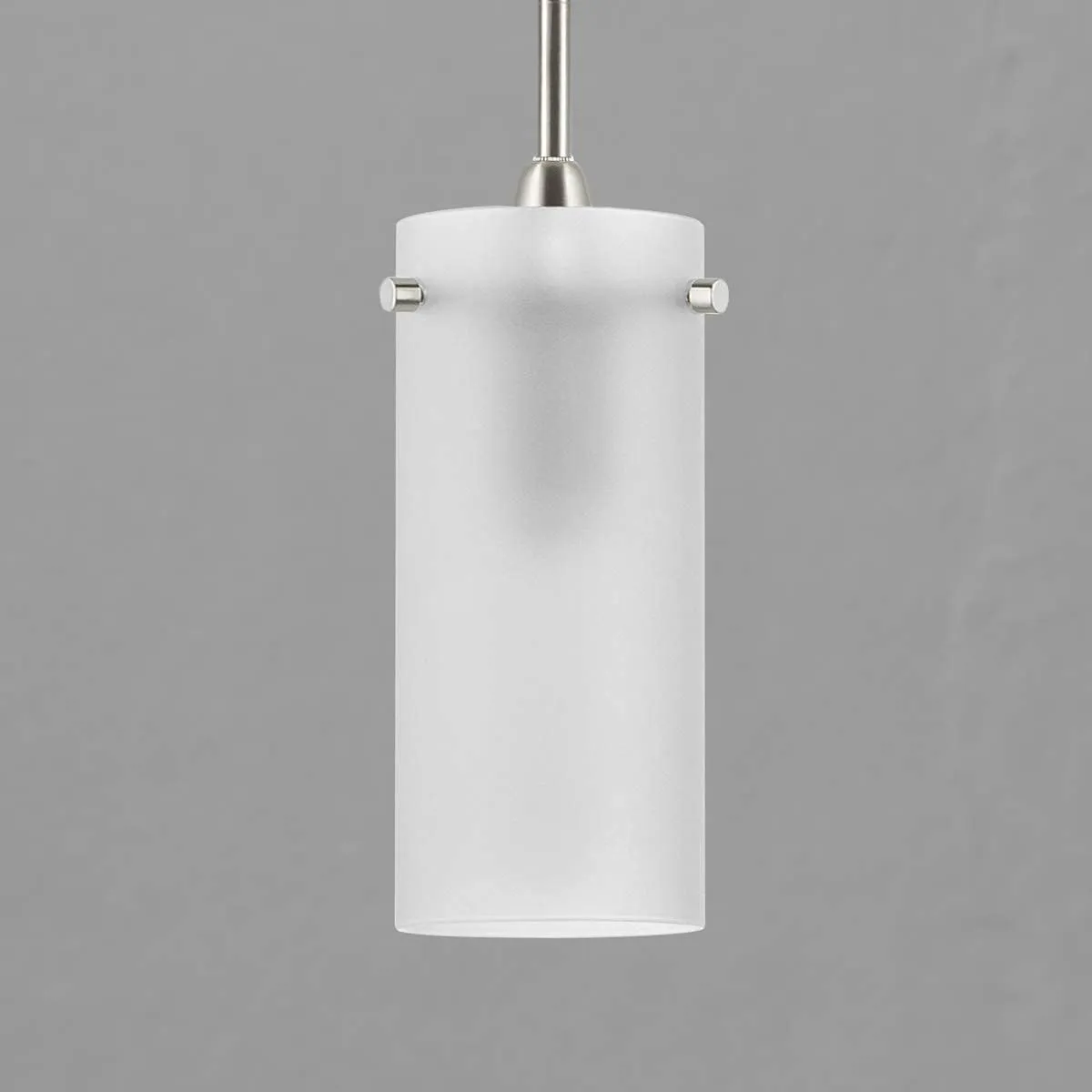Linea di Liara Effimero Modern Brushed Nickel Pendant Light Fixtures Over Kitchen Island Sink Lighting Ceiling Hanging Farmhouse Mini Metal Industrial Pendant Lighting Small Frosted Glass Shade