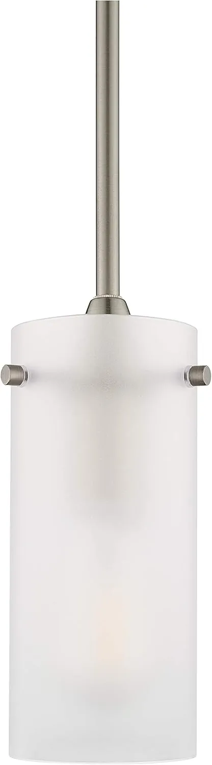 Linea di Liara Effimero Modern Brushed Nickel Pendant Light Fixtures Over Kitchen Island Sink Lighting Ceiling Hanging Farmhouse Mini Metal Industrial Pendant Lighting Small Frosted Glass Shade