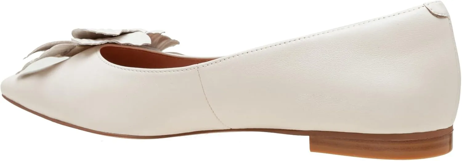 Linea Paolo - Nerine - Womens Leather Skimmer Flats with Floral Ornament