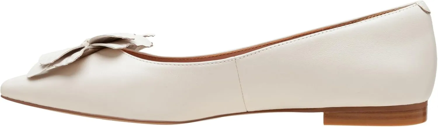 Linea Paolo - Nerine - Womens Leather Skimmer Flats with Floral Ornament