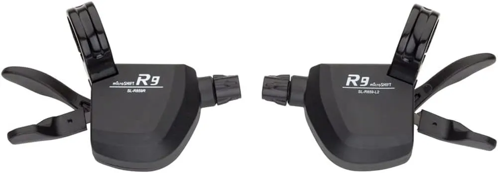 microSHIFT R859 2 x 9-Speed Flat Bar Road Shifters Shimano Compatible Black
