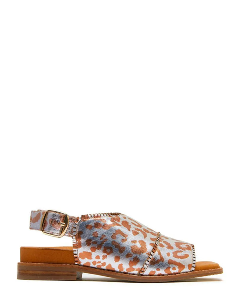 Minx Karma Leopard/Silver Leather Wellness Range Sandal