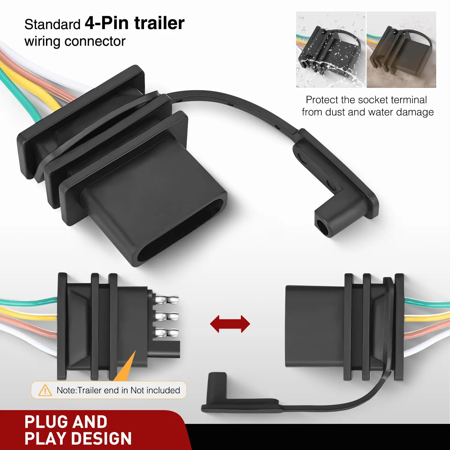 Nilight 4 Pin Trailer Wiring Harness Kit 56267 Vehicle Standard 4 Way Connector Custom for 2015 2016 2017 2018 2019 2020 2021 2022 2023 2024 Nissan Murano Simple Fit Tow Hitch Harness