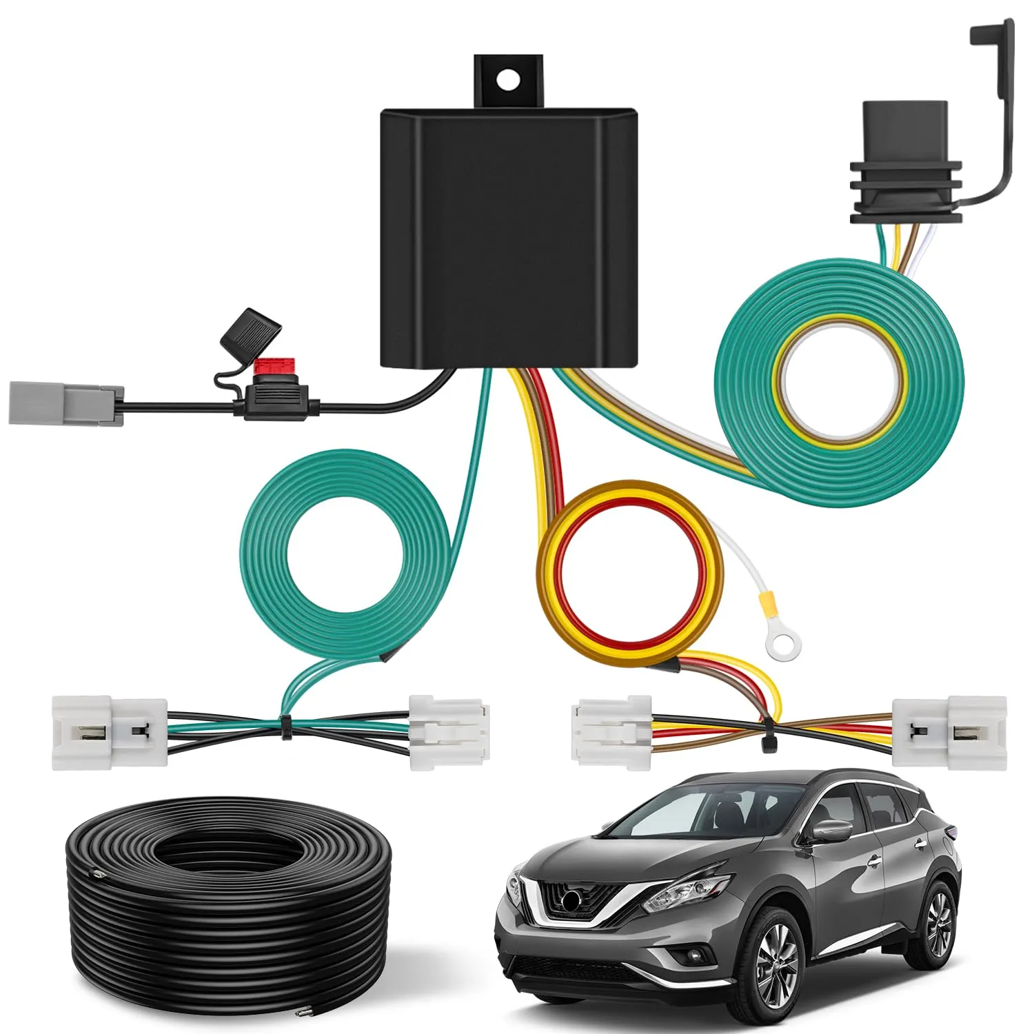 Nilight 4 Pin Trailer Wiring Harness Kit 56267 Vehicle Standard 4 Way Connector Custom for 2015 2016 2017 2018 2019 2020 2021 2022 2023 2024 Nissan Murano Simple Fit Tow Hitch Harness