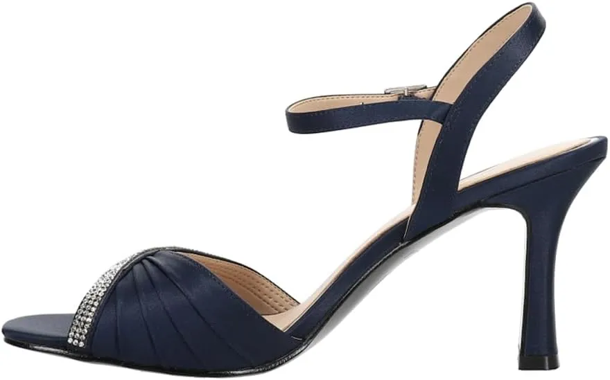 NINA Womens Agnes Rhinestone Ankle Strap Evening Dress Sandals High Heel 3" & Up - Blue