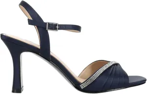 NINA Womens Agnes Rhinestone Ankle Strap Evening Dress Sandals High Heel 3" & Up - Blue