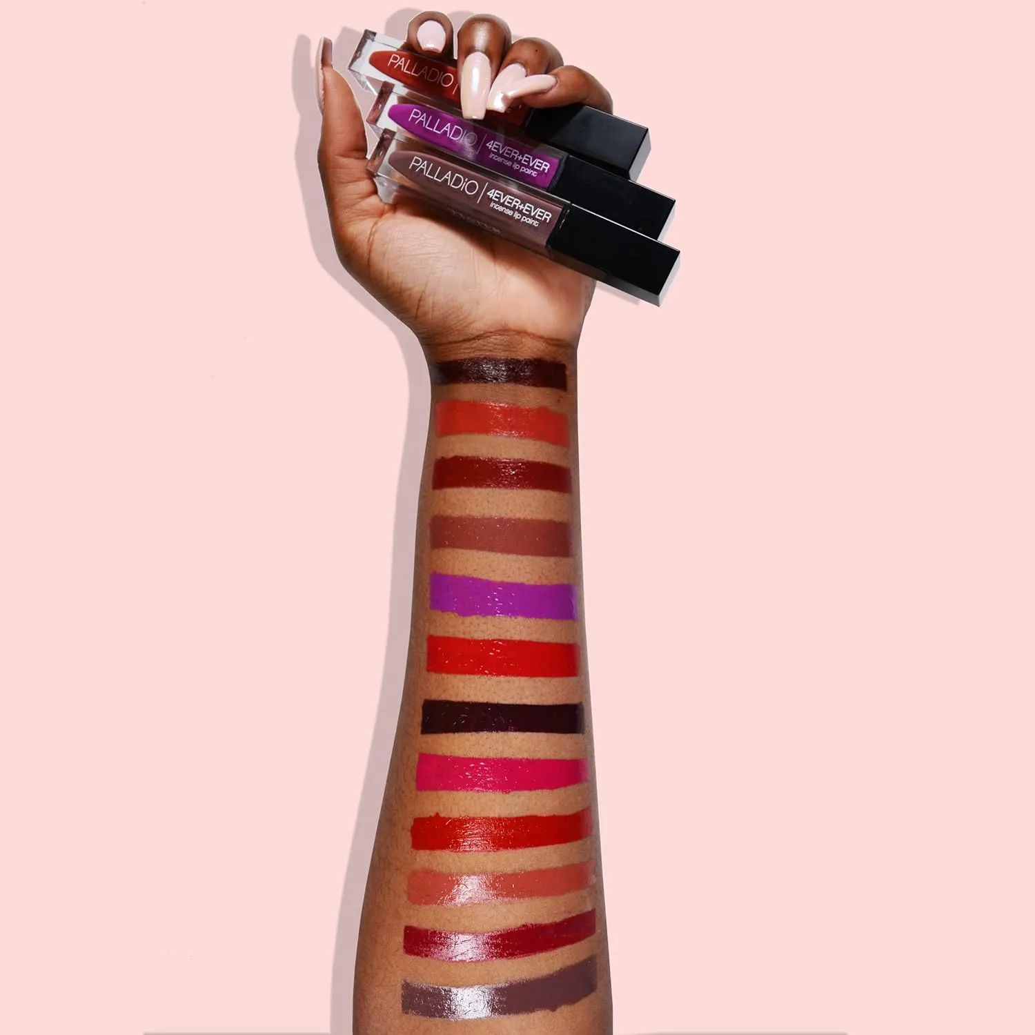 Palladio 4 Ever   Ever Intense Lip Paint, Liquid Lipstick, High Pigmented Lip Gloss, High Shine Vinyl Finish, Rich Color Coverage, Moisturizes Lips, Doe Foot Wand Applicator, BFFL