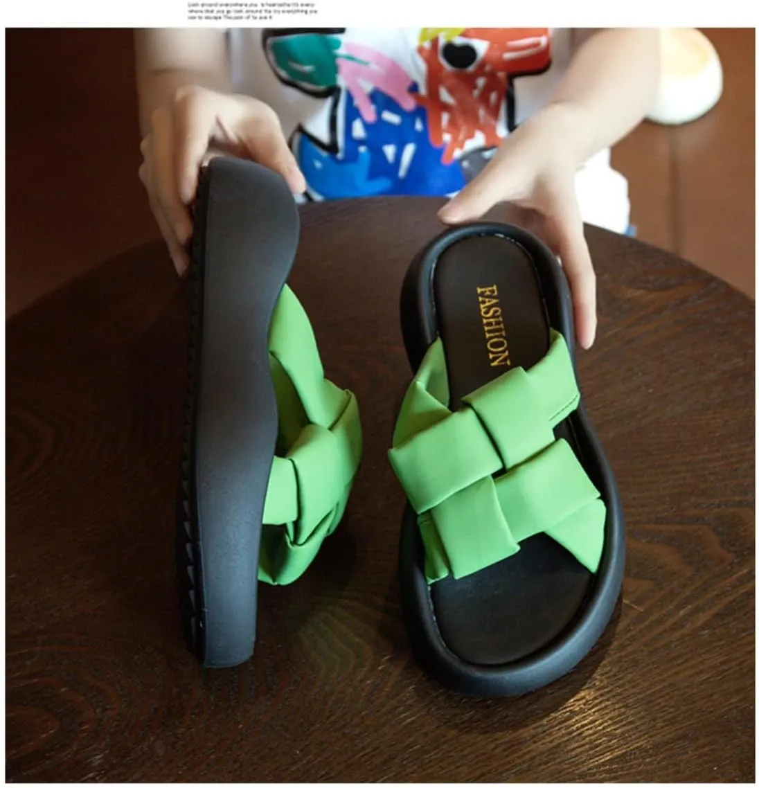 Platform Slippers Fashion Weaving Non-slip Height Up Fashion Girls Women Sandal Beach Outdoor Sandals