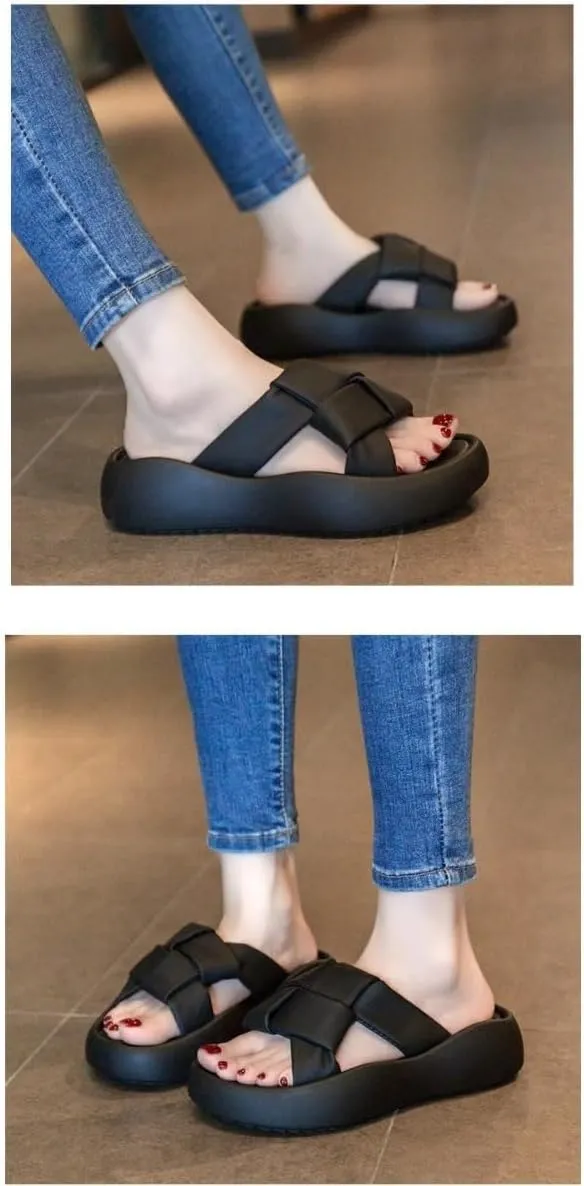 Platform Slippers Fashion Weaving Non-slip Height Up Fashion Girls Women Sandal Beach Outdoor Sandals