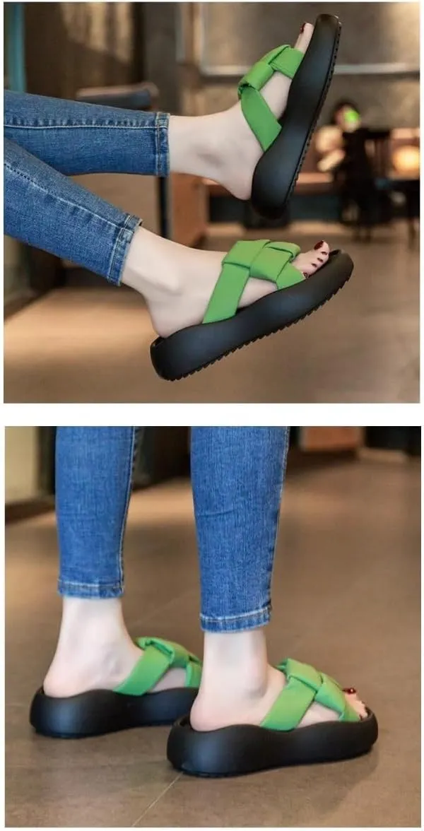 Platform Slippers Fashion Weaving Non-slip Height Up Fashion Girls Women Sandal Beach Outdoor Sandals