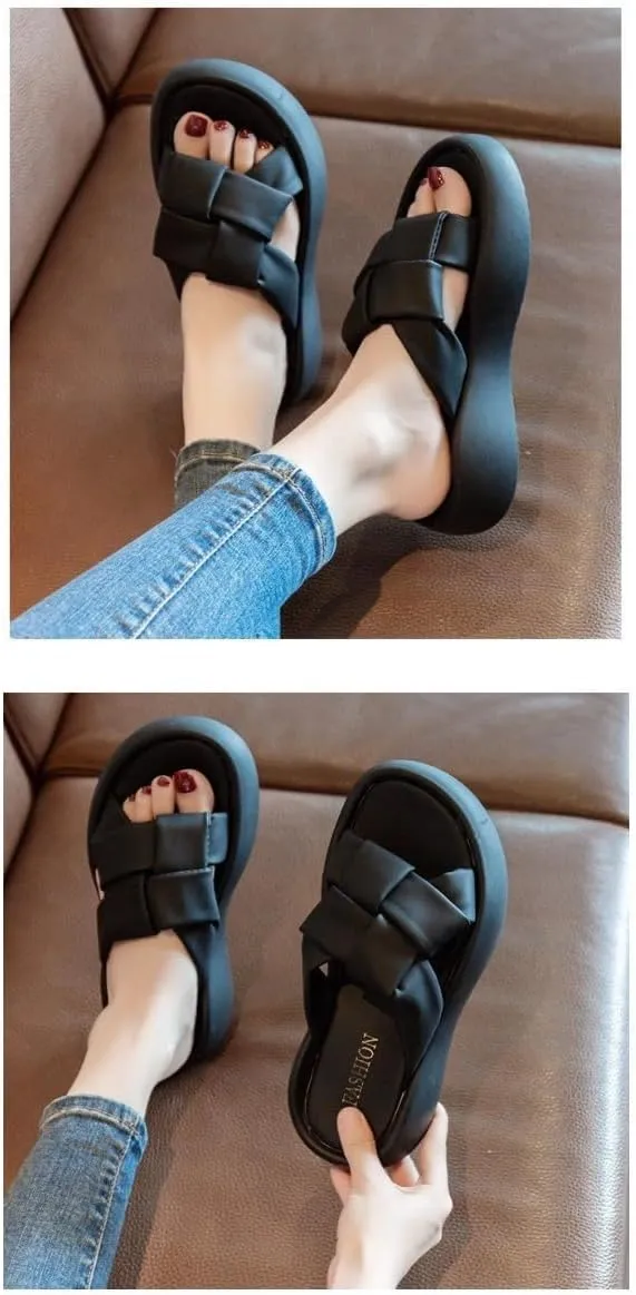 Platform Slippers Fashion Weaving Non-slip Height Up Fashion Girls Women Sandal Beach Outdoor Sandals