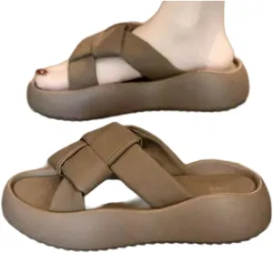 Platform Slippers Fashion Weaving Non-slip Height Up Fashion Girls Women Sandal Beach Outdoor Sandals