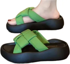 Platform Slippers Fashion Weaving Non-slip Height Up Fashion Girls Women Sandal Beach Outdoor Sandals