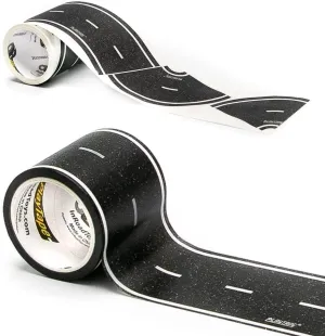 PlayTape Road Tape and Curves for Toy Cars - 1 Roll of 30 ft. x 2 in. Asphalt Road   1 Roll of 36 Curves