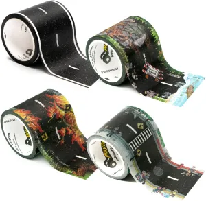 PlayTape Variety Pack Road Tape for Toy Cars - Sticks to Flat Surfaces, No Residue, 2 in. x 30 ft. Roll