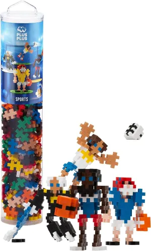 Plus-Plus: Instructed Play Tube - Sports - 240 Piece - Create 4 Players, Construction Building STEM Toy, Interlocking Mini Puzzle Blocks, Kids Ages 5 