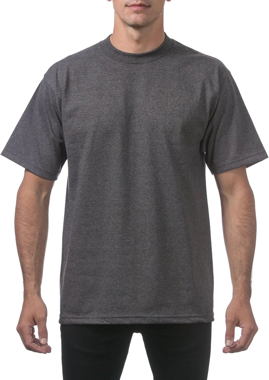 Pro Club Men's Heavyweight Cotton Short Sleeve Crew Neck T-Shirt, Charcoal, 3X-Large