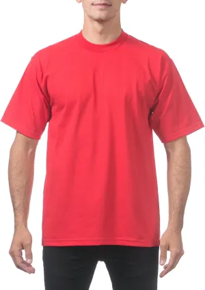 Pro Club Men's Heavyweight Cotton Short Sleeve Crew Neck T-Shirt, Red, 3X-Large