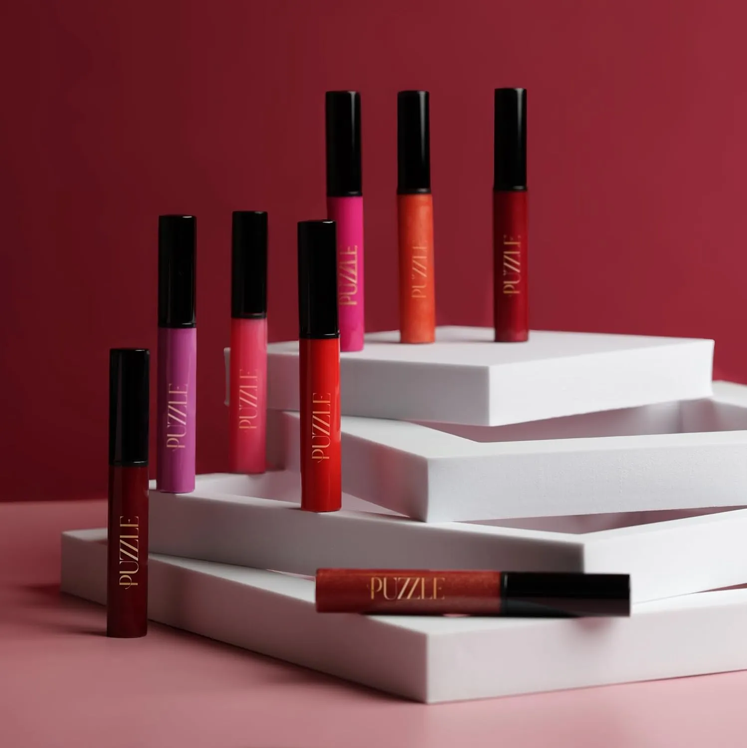 PUZZLE Lip Gloss Wand | Shiny, Shimmery, Non-Sticky, Moisturizing, Long-Lasting, Cruelty-Free, Vegan, Paraben-Free, High Shine Color (Turn Me On | Opaque Orange)