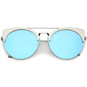 Retro Modern Oversize Mirrored Flat Lens Aviator Sunglasses C402