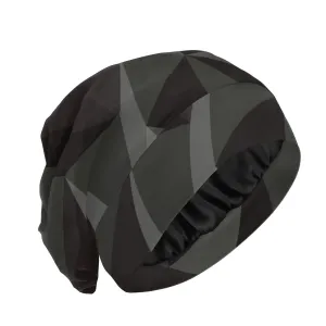 Satin Bonnet Lined Sleep Cap Hair Wrap Cover Slouchy Beanie for Curly Hair Protection for Gifts for Men Women Simple Black