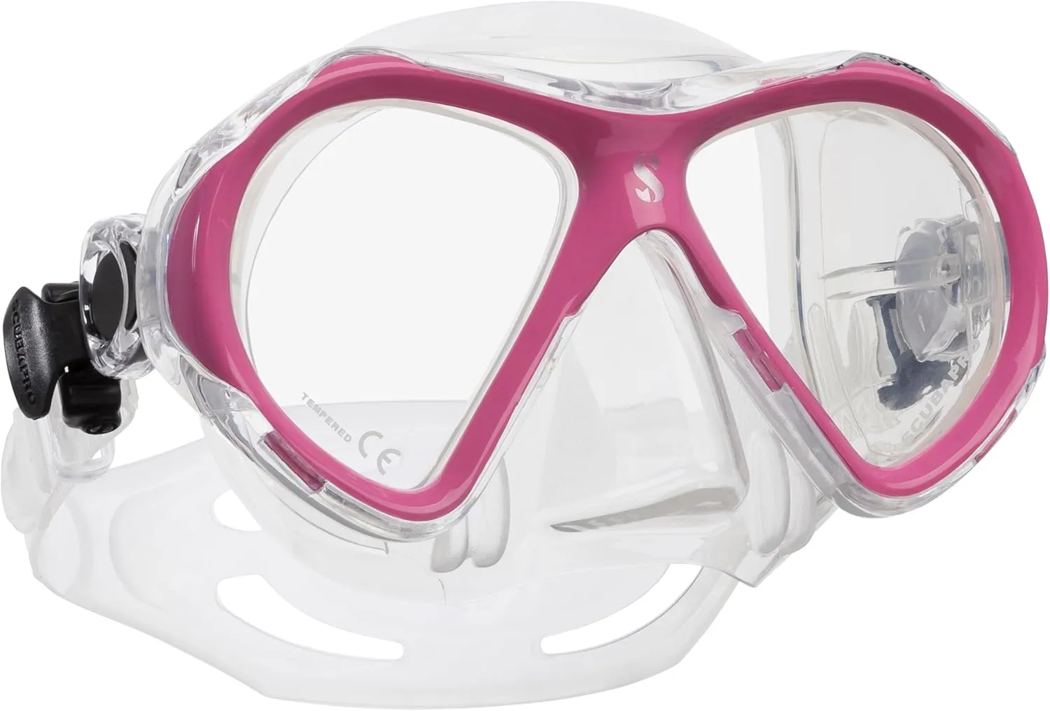 SCUBAPRO Spectra Mini Scuba Mask with Ultra Clear Dual Lens and EZ Equalize Nose Pocket for Small Divers, Clear/Pink