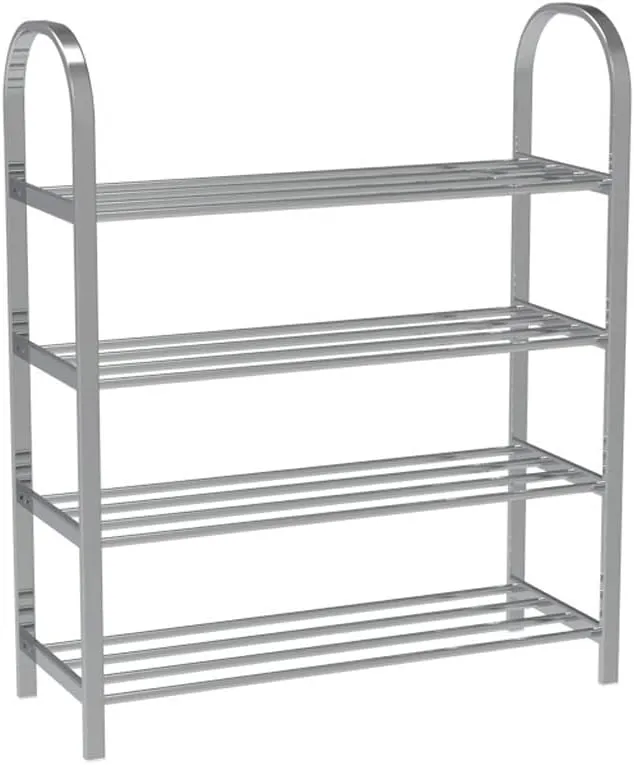 Shoe Rack for Entryway 3-Tier Shoe Rack, Stainless Steel Shoe Shelf, Simple Thick Metal Shoe Storage Organizer Rack, Ideal for Entryway Hallway Living Room Bedroom Shoe Shelf Organizer