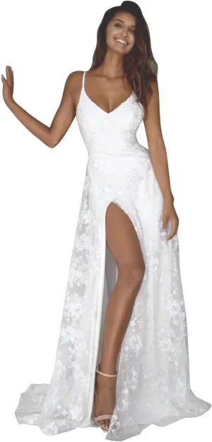 Simple Boho Wedding Dresses for Bride 2024 Mermaid Lace Spaghetti Straps V Neck Beach Bridal Gowns
