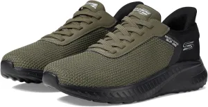 Skechers Bobs Men's Hands Free Slip-ins Squad Chaos-Balanced Edge Sneaker, Olive, 6.5
