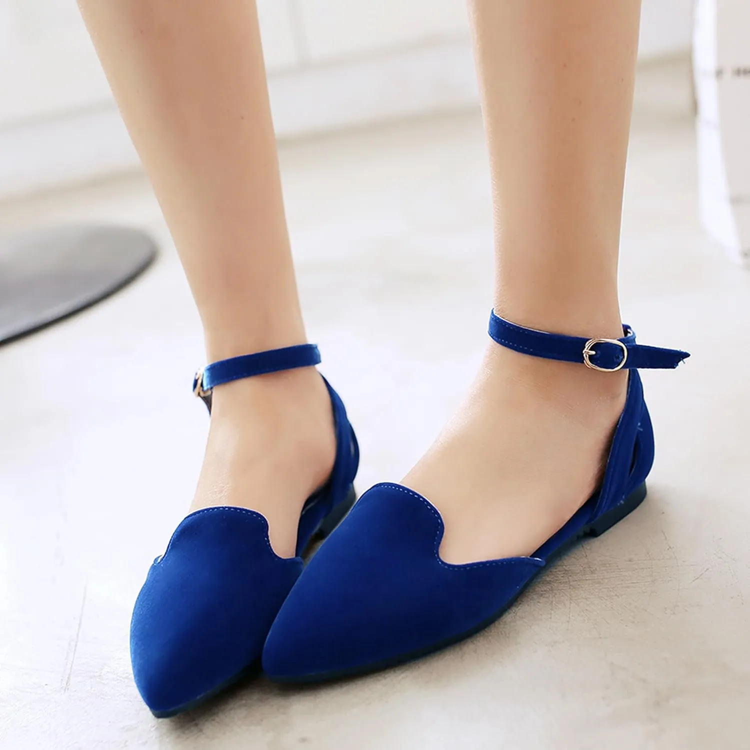 Suede Flat Women Pointed Toe Dolly Shoes