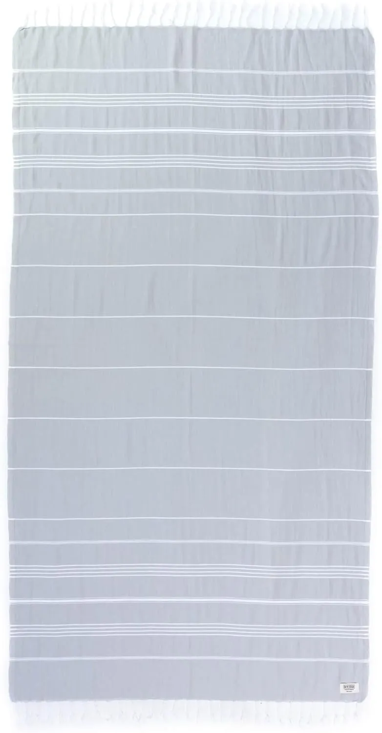 Teema Large Turkish Beach Towel - 100% Turkish Cotton - Sand Free - Fast Drying - Versatile and Multi-Use - The Simple (Stone)