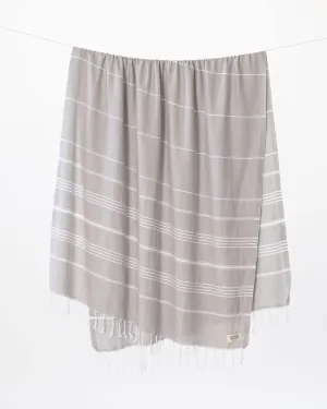 Teema Large Turkish Beach Towel - 100% Turkish Cotton - Sand Free - Fast Drying - Versatile and Multi-Use - The Simple (Stone)