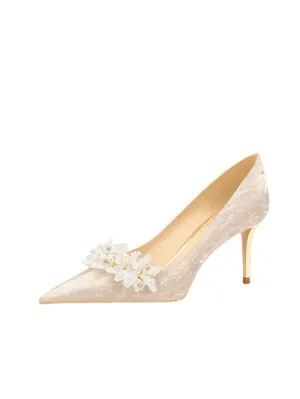 Thin-heeled Pointed Bridal Shoes