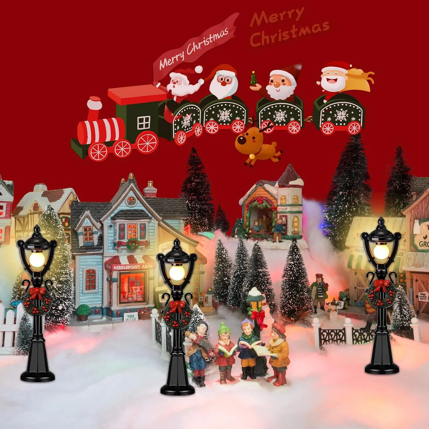 Treela Mini Street Light Models Christmas Gas Miniature Street Lamp Models Christmas Village Sets Decorative Doll Lamp Post for DIY Pathway Micro Landscape Garden Accessories (Simple,12 Pcs)
