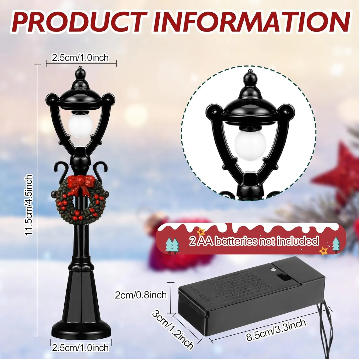 Treela Mini Street Light Models Christmas Gas Miniature Street Lamp Models Christmas Village Sets Decorative Doll Lamp Post for DIY Pathway Micro Landscape Garden Accessories (Simple,12 Pcs)