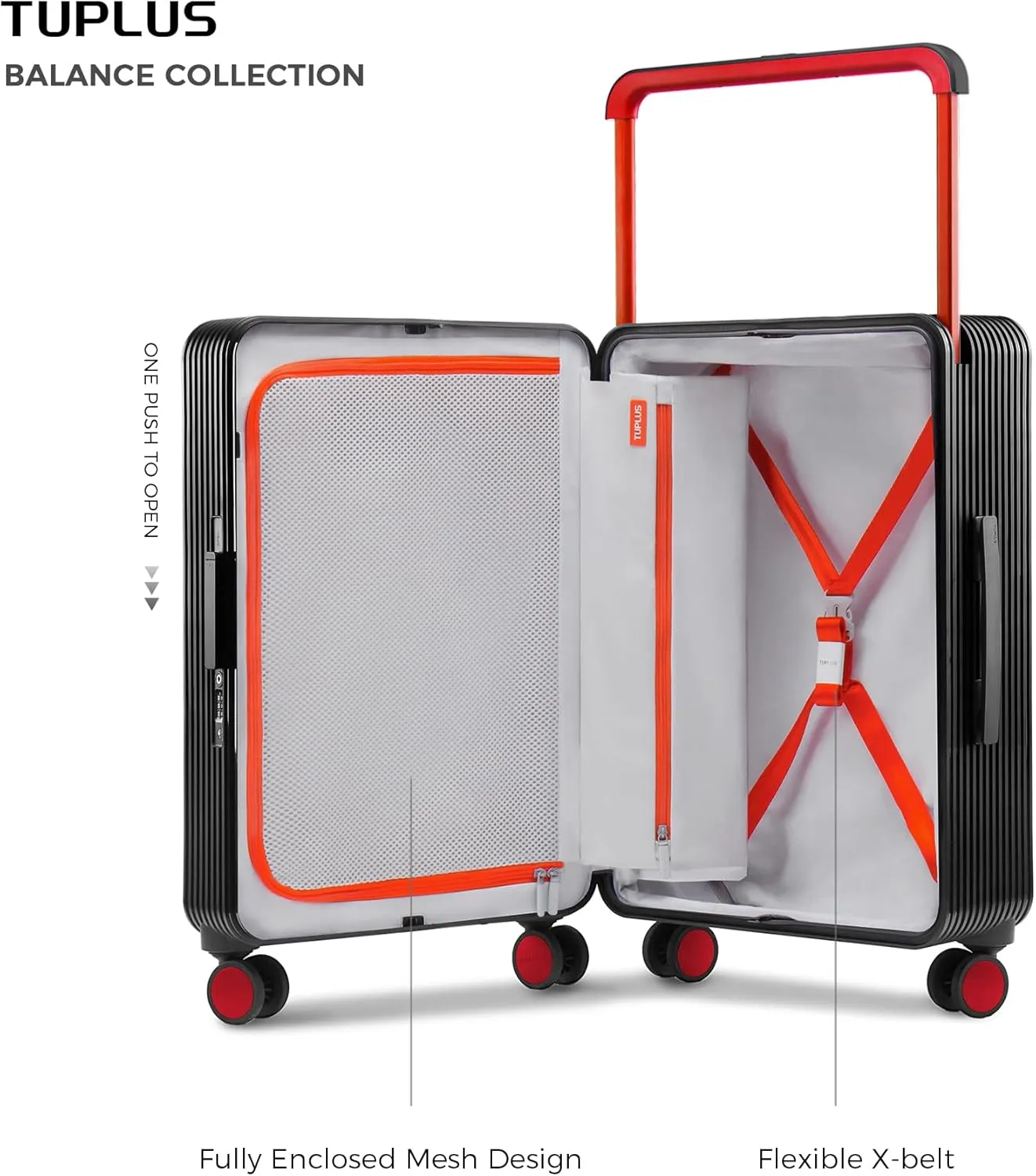 TUPLUS Suitcase ABS Hard Shell Luggage with 4 Spinner Wheels Hold Check in Travel Case, Balance Series