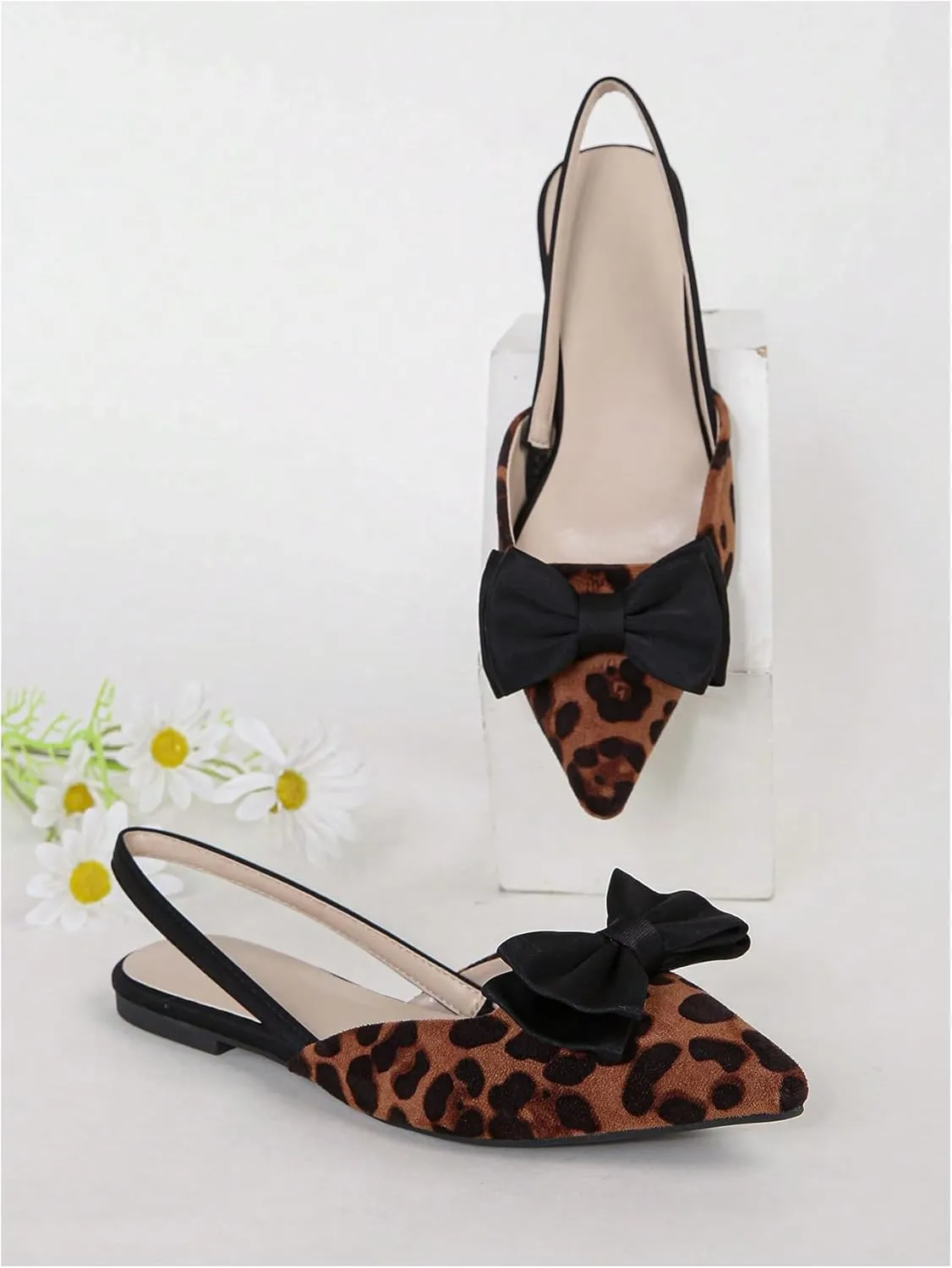 Verdusa Women's Bow Pointed Toe Flat Shoes Slingback Flats Dress Shoes